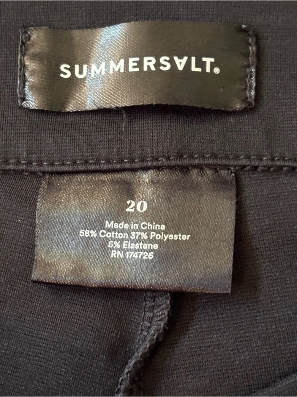 summersalt Black Straight Leg Pull-On Pants, lightweight